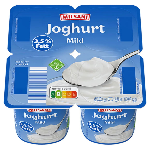 Joghurt 3,5 % Fett 4 x 150 g, milder Naturjoghurt