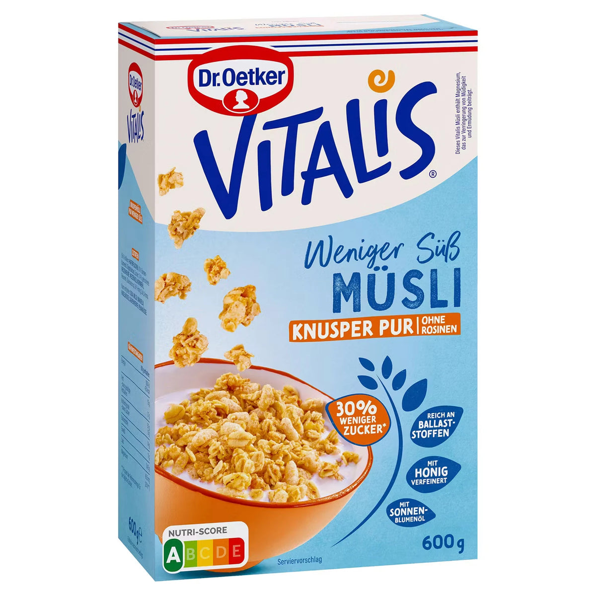 Vitalis Knuspermüsli 600 g, Pur Weniger Süß