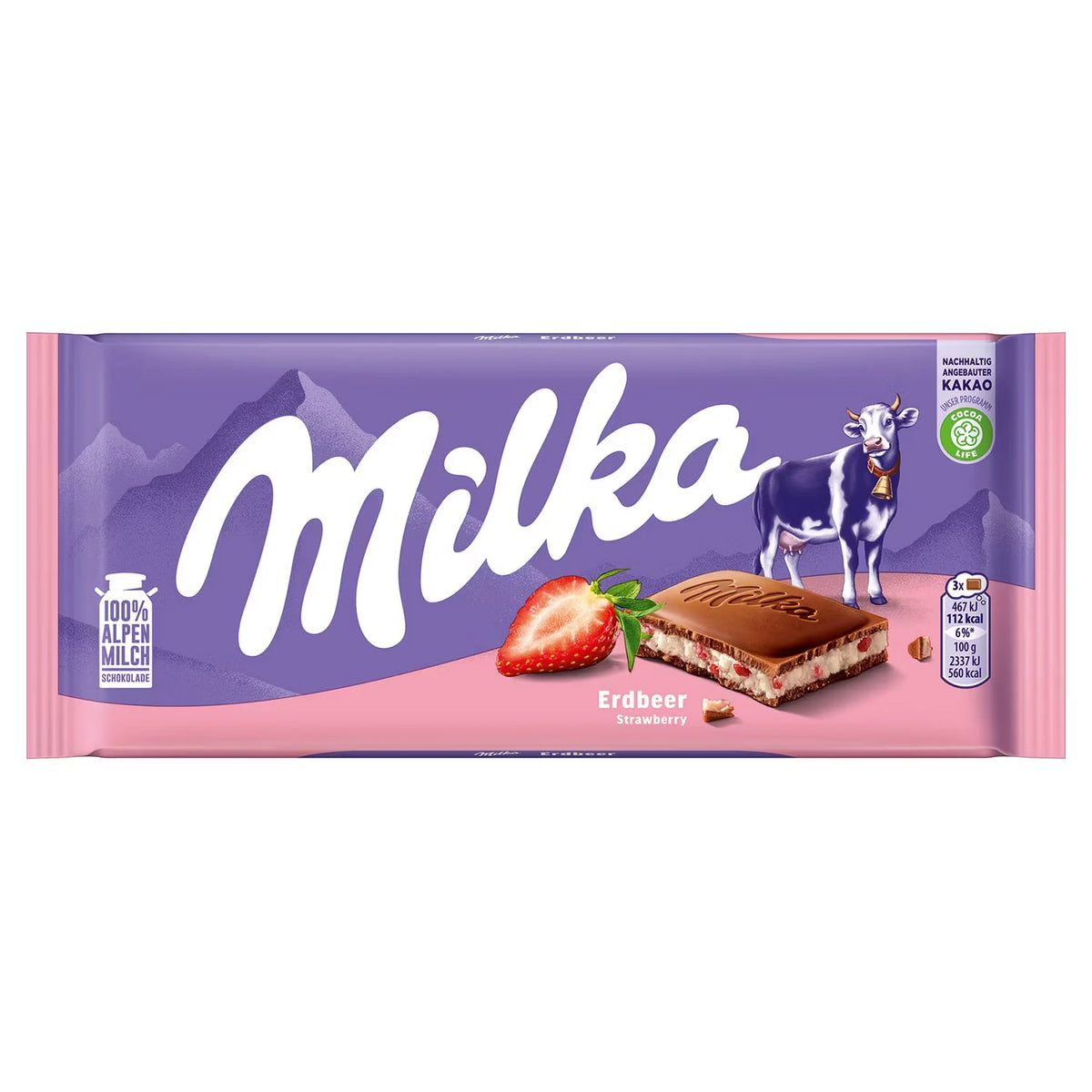 Tafelschokolade 100 g, Erdbeere