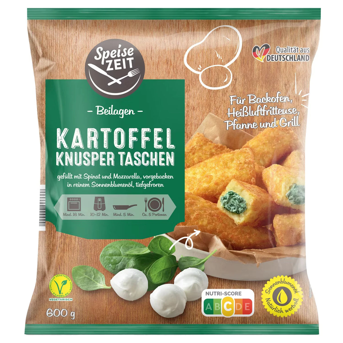 Kartoffeltaschen 600 g, Spinat-Mozzarella
