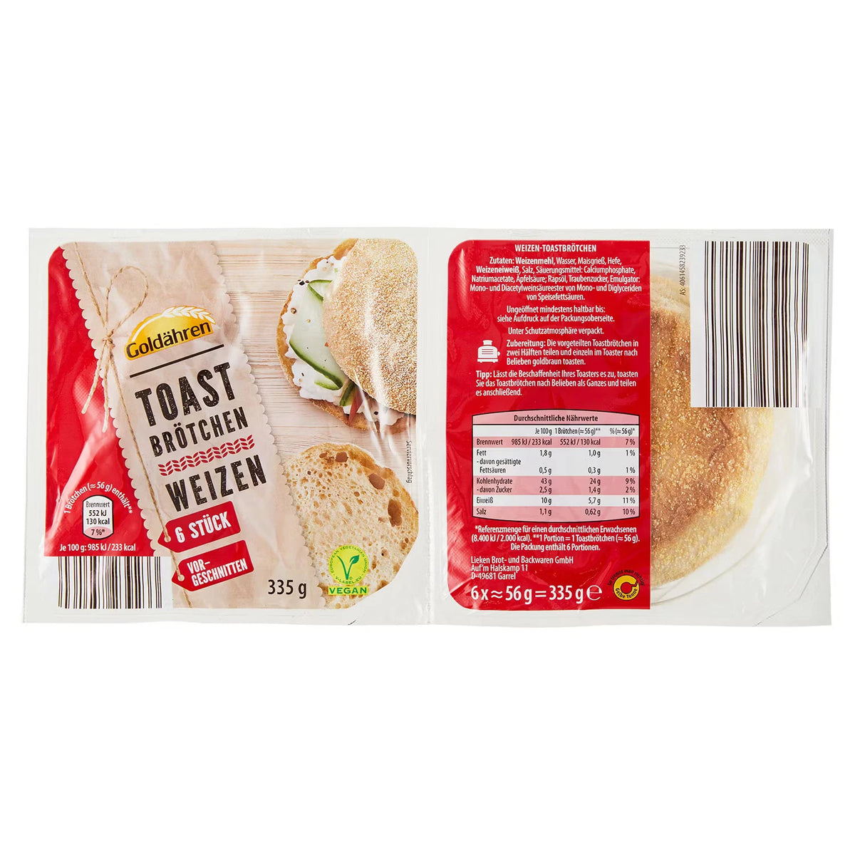 Toastbrötchen 335 g, Weizen