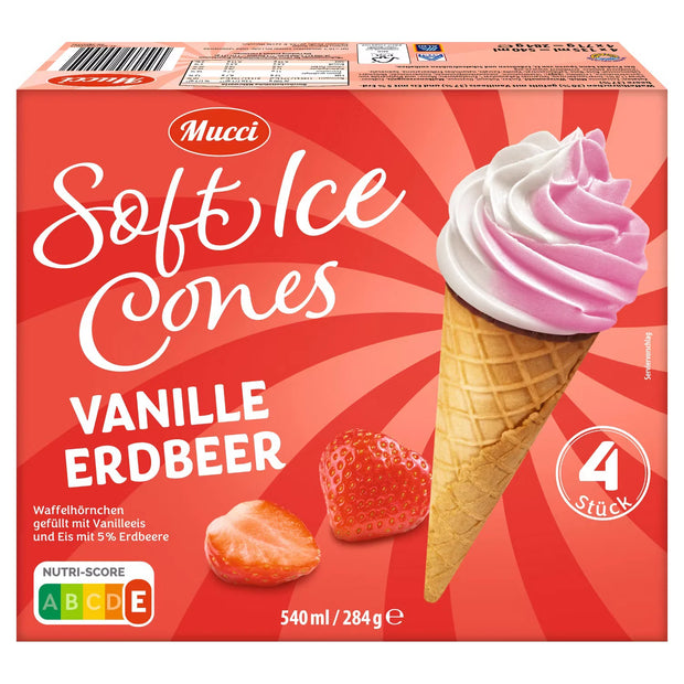 Soft Ice Cones 540 ml, Vanille-Erdbeere