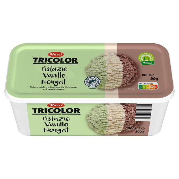 Eisschale Tricolor 1 l, Pistazie-Vanille-Nougat