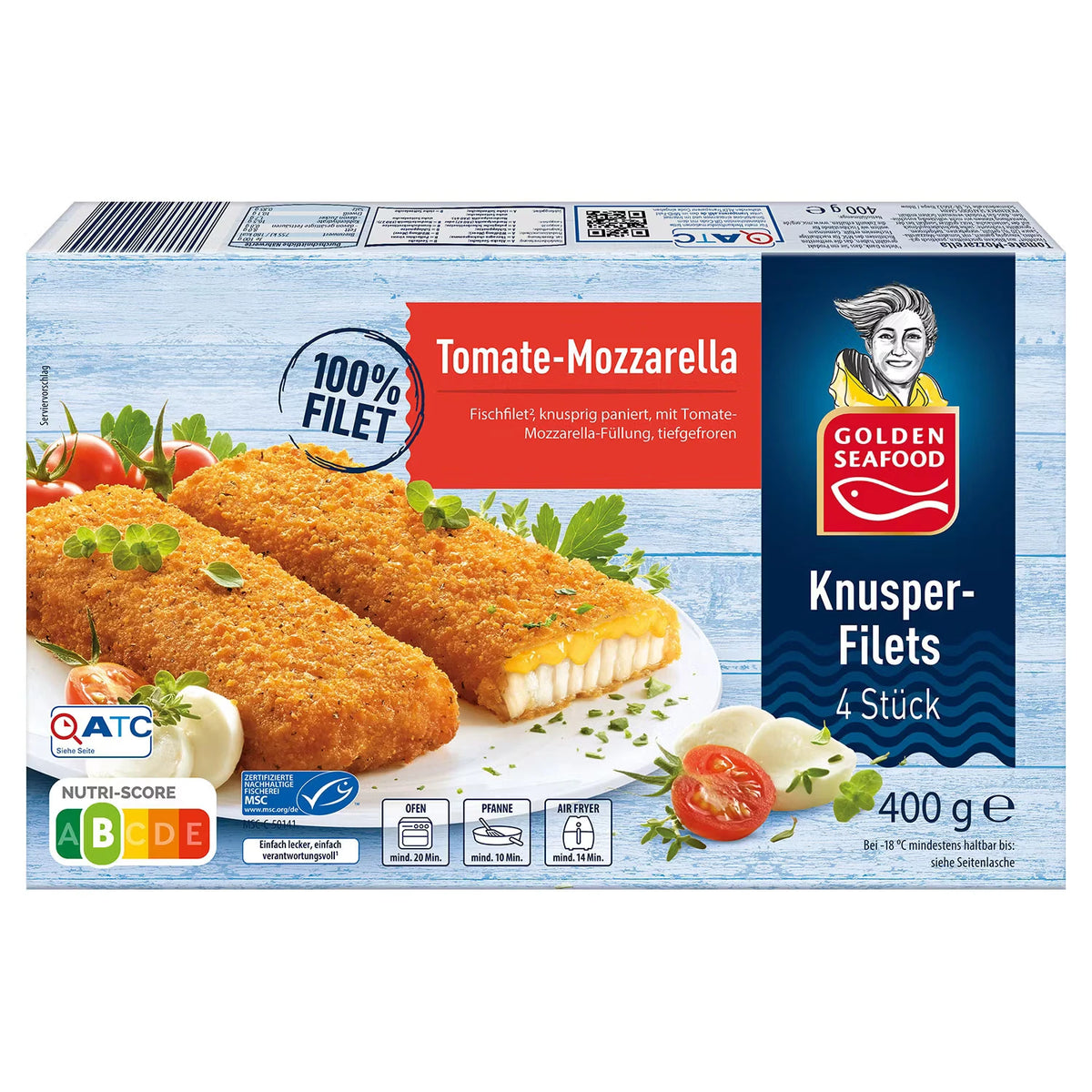 Knusperfilets 400 g, Tomate-Mozzarella