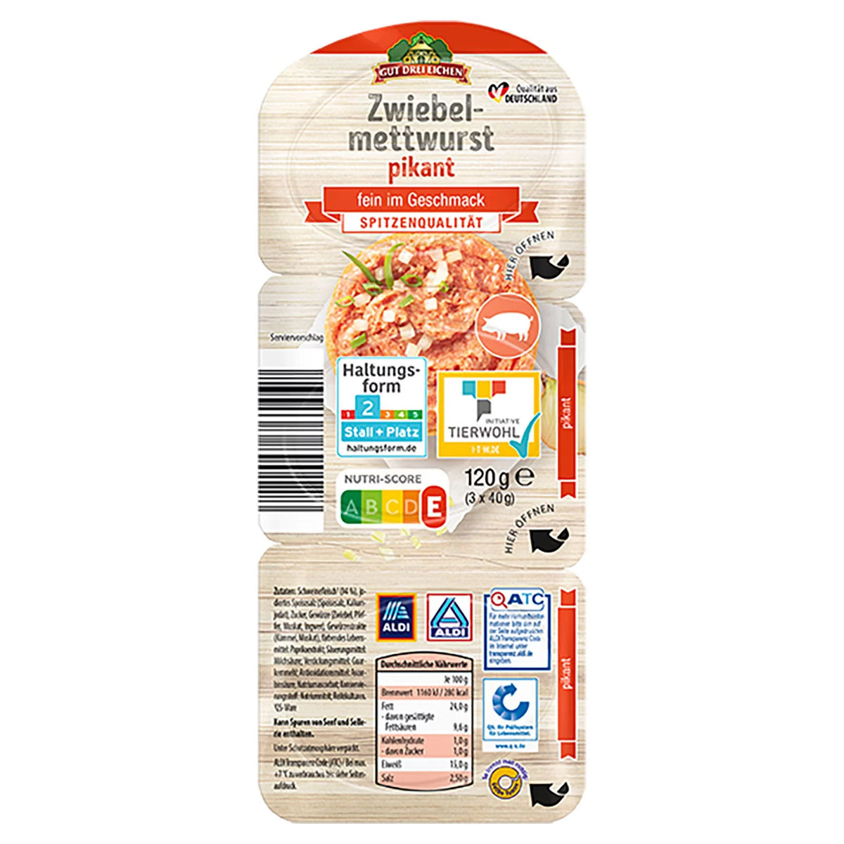Zwiebelmettwurst 120 g, Pikant