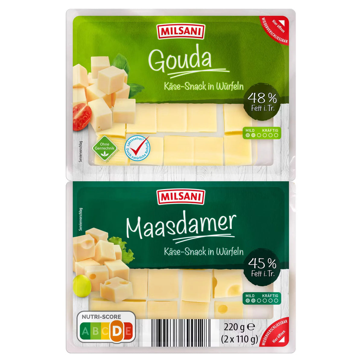 Käsewürfel 220 g, Gouda & Maasdamer