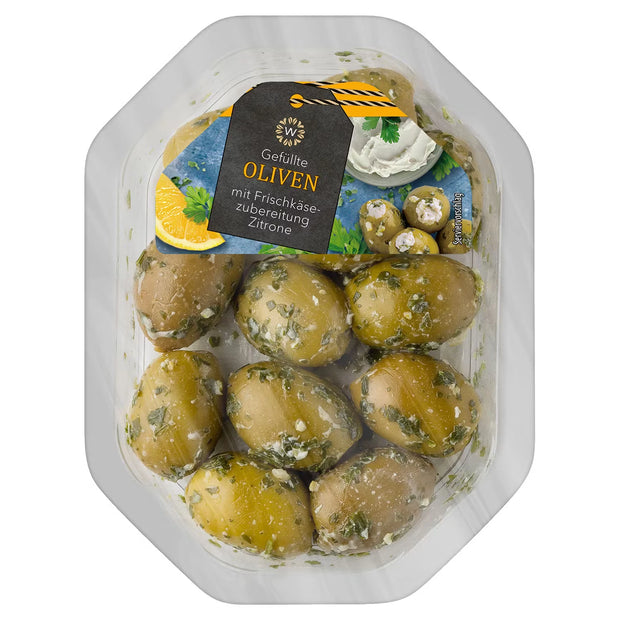 Olivenvariationen 100 g, Oliven mit Frischkäse-Zitrone