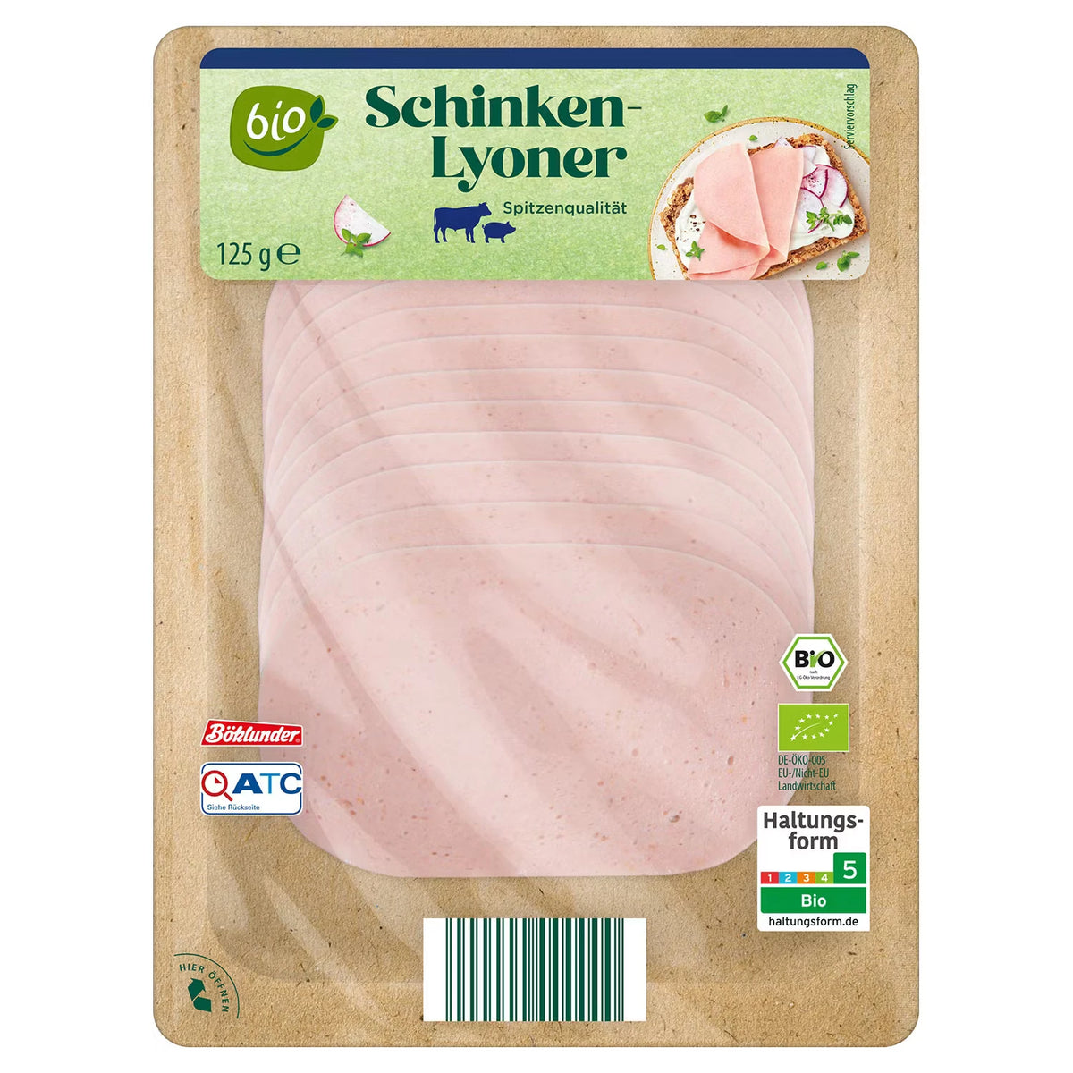 Bio-Aufschnitt-Sortiment 125 g, Bio-Schinken-Lyoner