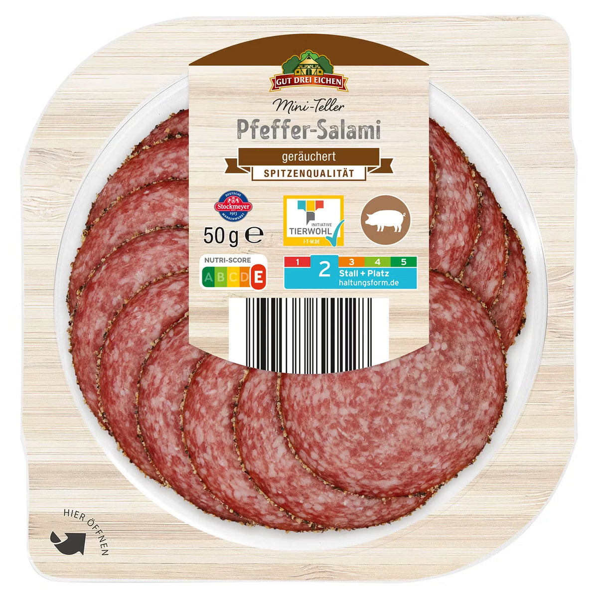Mini Teller 50 g, Pfeffer-Salami