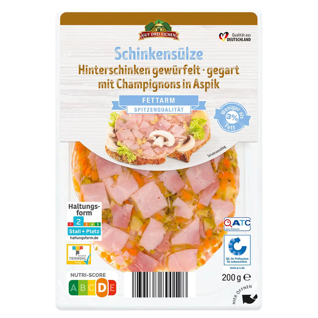 Aspik-Aufschnitt 200 g, Schinkensülze mit Champignons