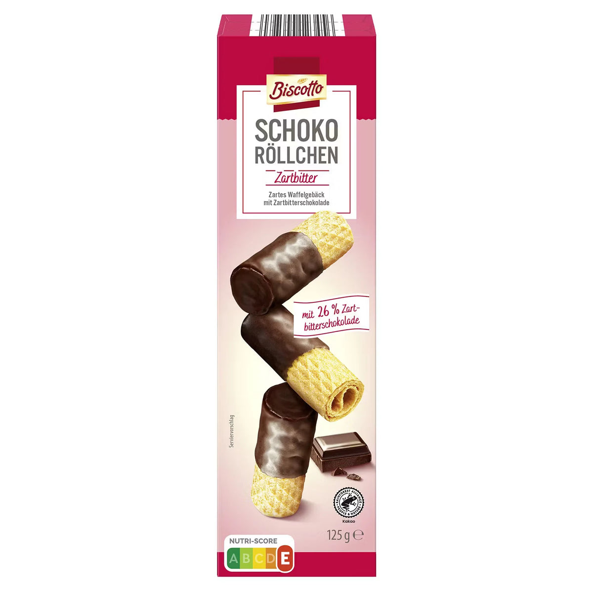 Schoko Waffelröllchen 125 g, Zartbitter