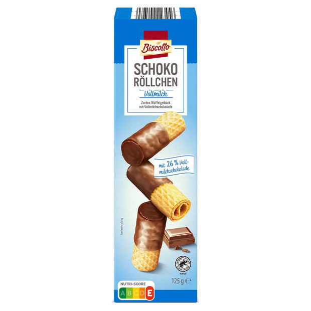 Schoko Waffelröllchen 125 g, Vollmilch