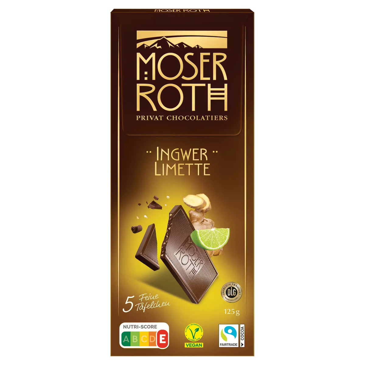 Schokolade 125 g, Ingwer-Limette