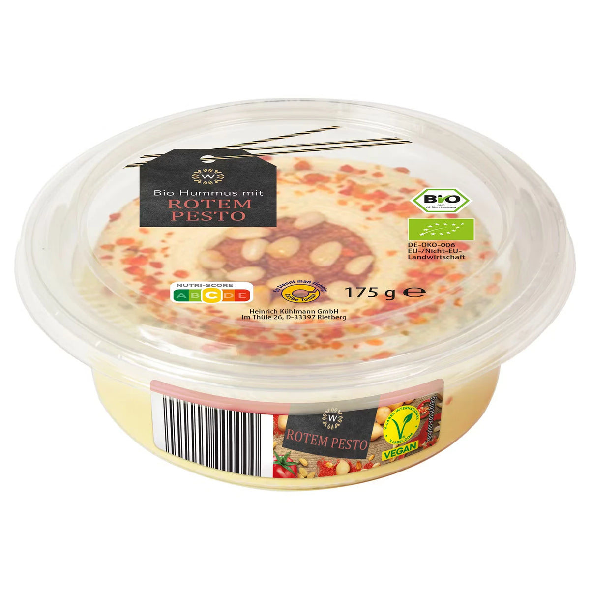 Bio-Hummus mit Topping 175 g, Pesto-Cashew