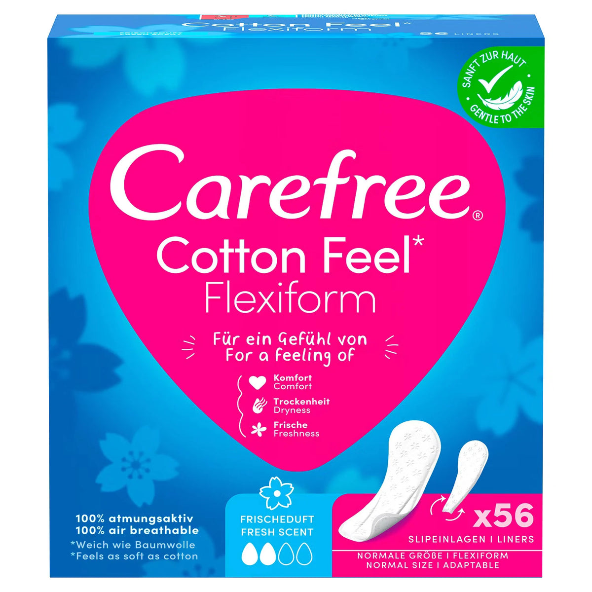 Slipeinlagen Cotton Feel Flexiform mit Frischeduft, 56 Stück
