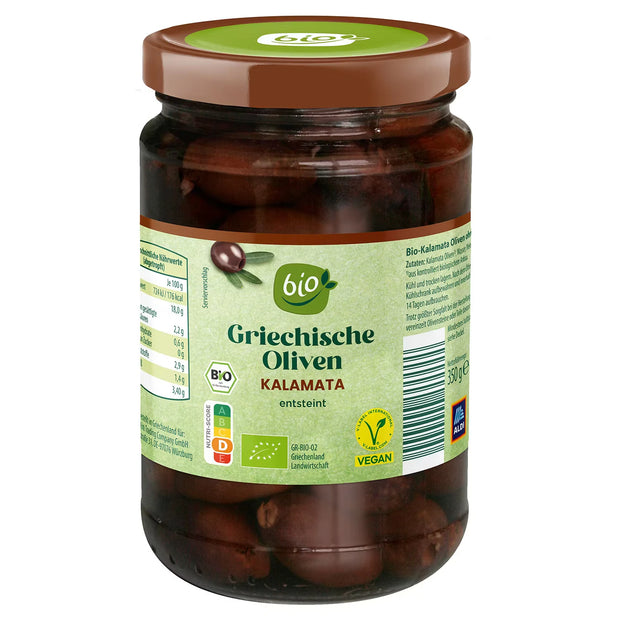 Bio-Oliven entsteint 180 g, Kalamata