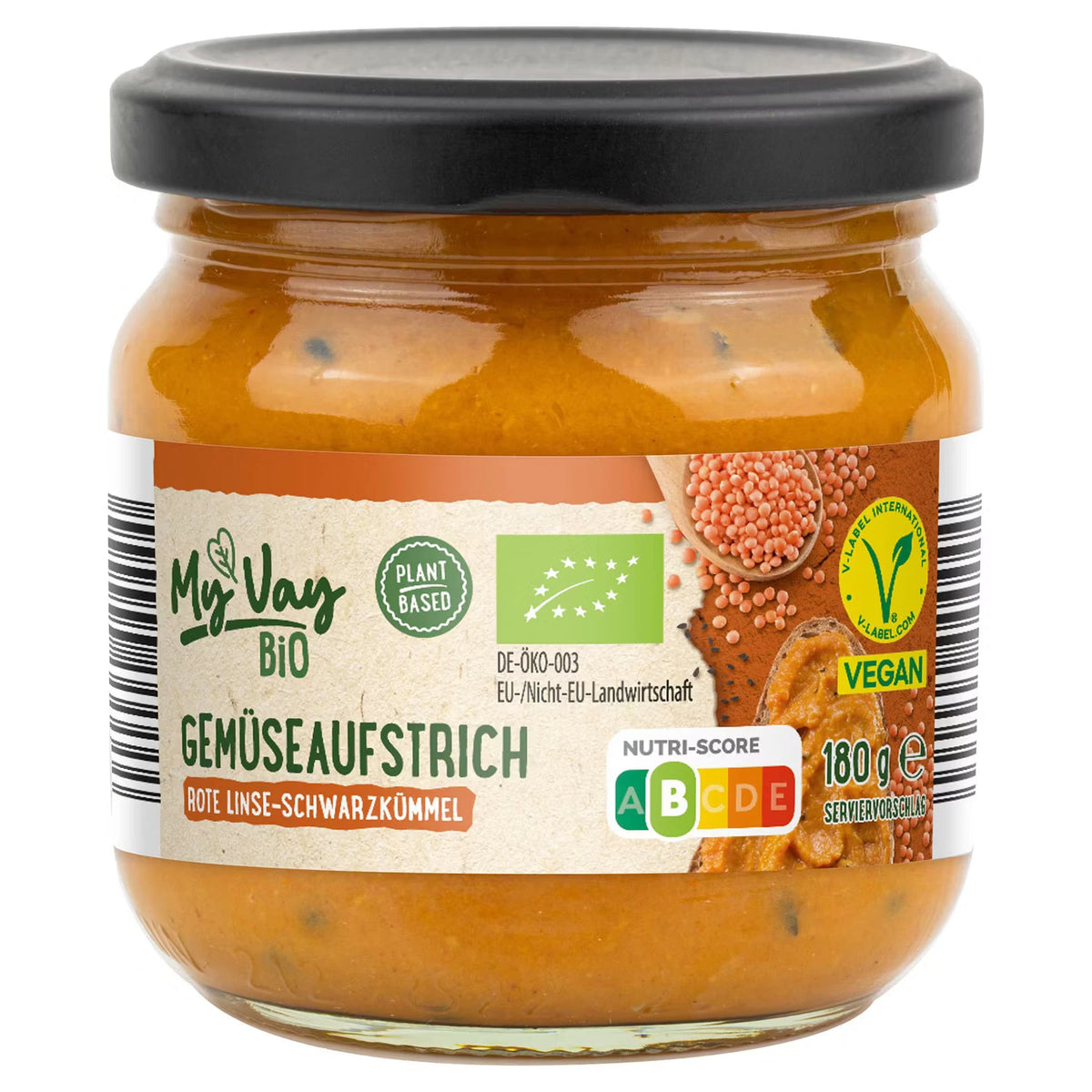 Bio-Gemüseaufstrich 180 g, Linse-Schwarzkümmel