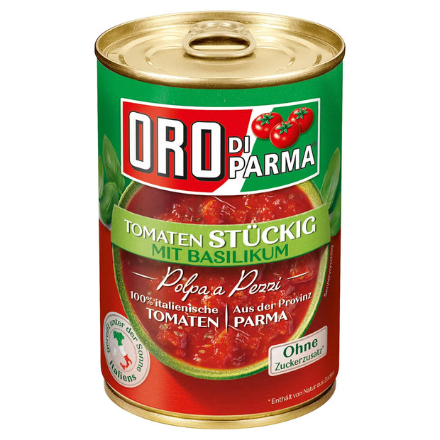 Tomaten 400 g, 4-fach, stückig Basilikum