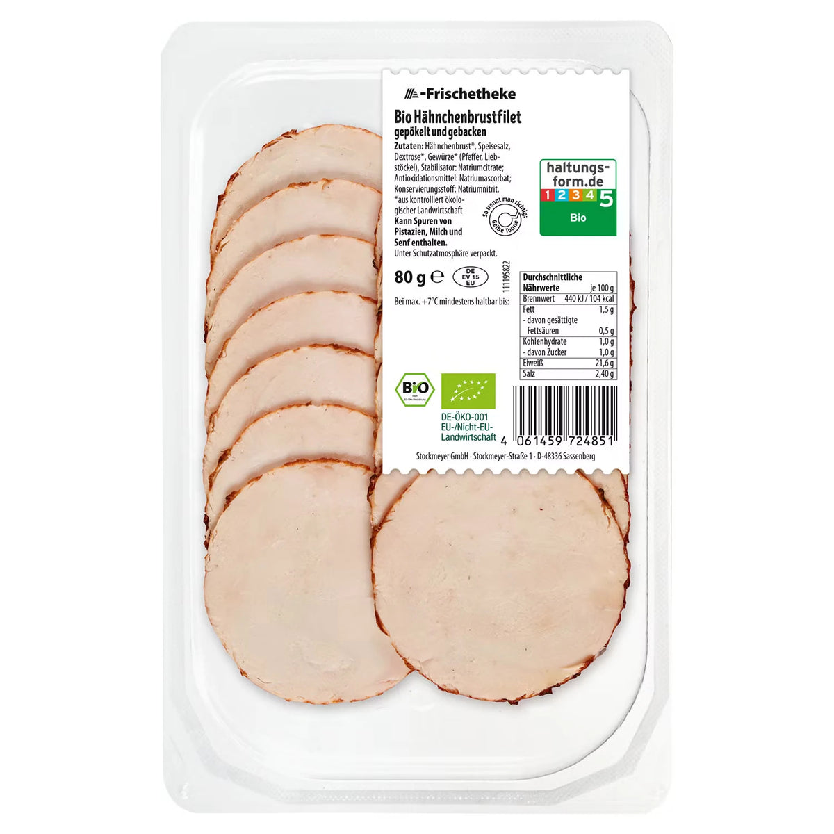 Bio-Hähnchenbrustfilet 80 g, gebacken
