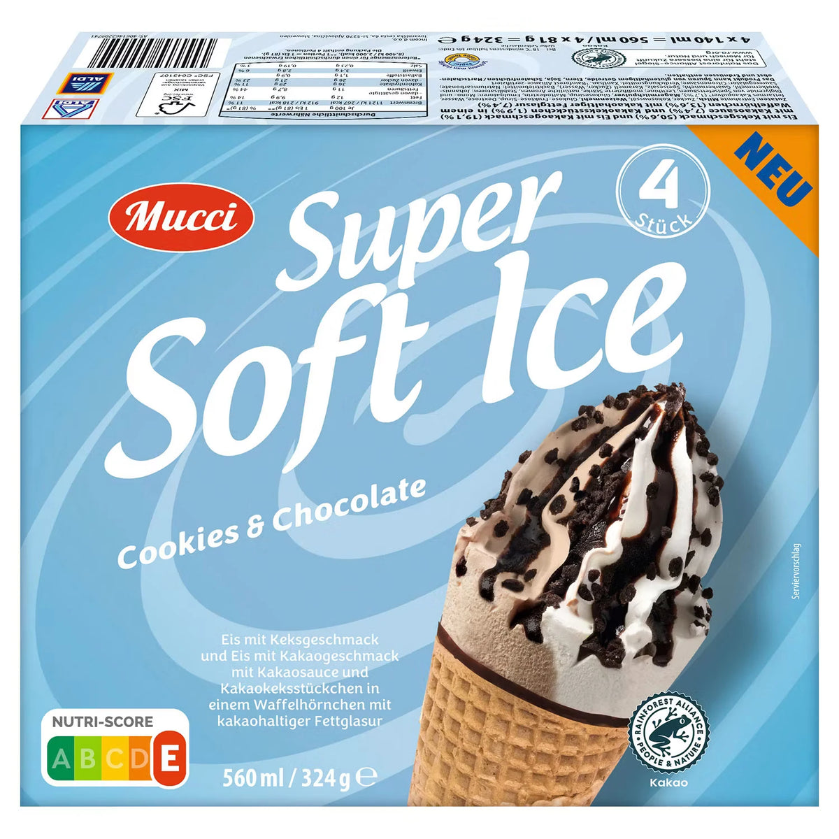 Super Soft Eis Waffelhörnchen 560 ml, Cookies & Cream