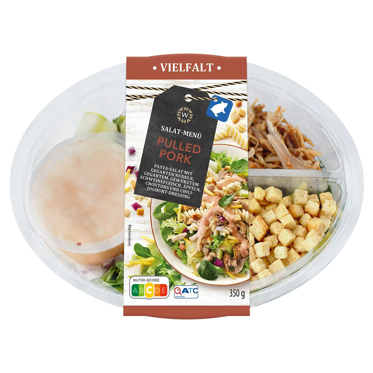 Salat-Menü Vielfalt 350 g, Pasta mit Pulled Pork