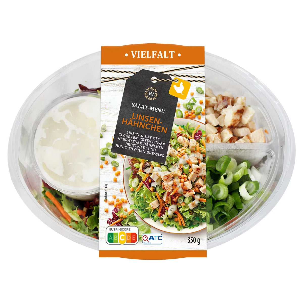 Salat-Menü Vielfalt 350 g, Linsen mit Hähnchen
