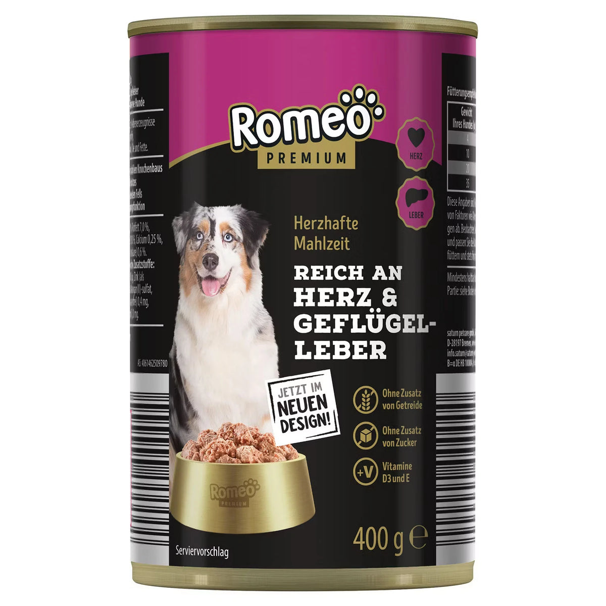 Hunde Nassfutter 400 g, Herz & Geflügel
