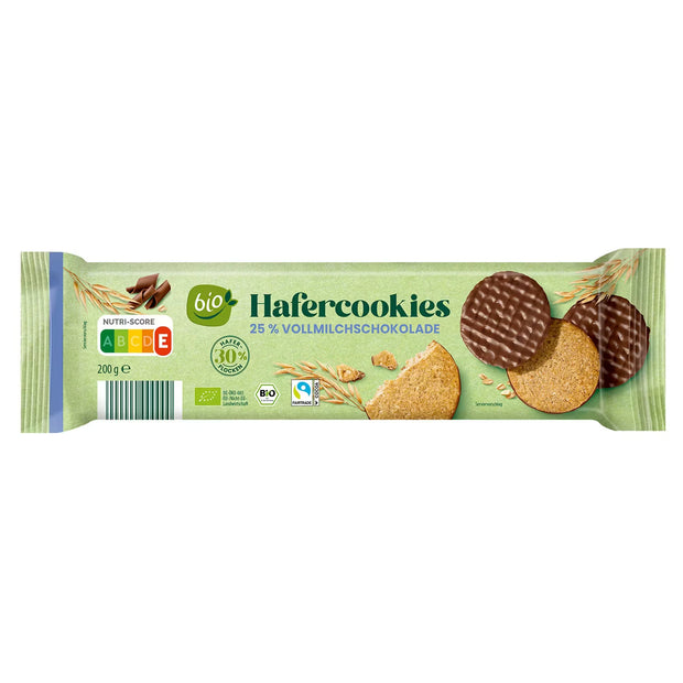 Bio-Hafercookies 200 g, Vollmilchschokolade