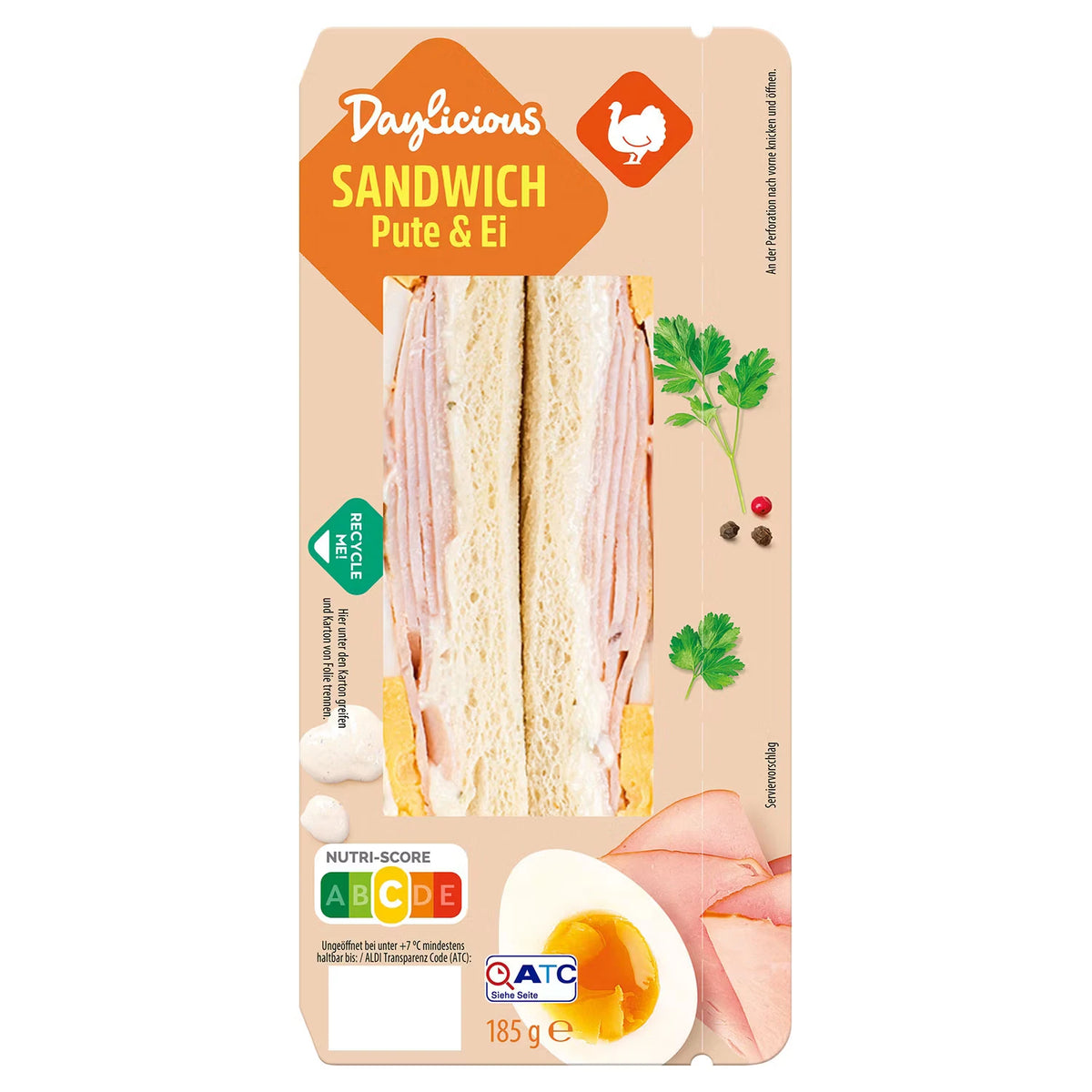 Sandwiches 185 g, Pute-Ei