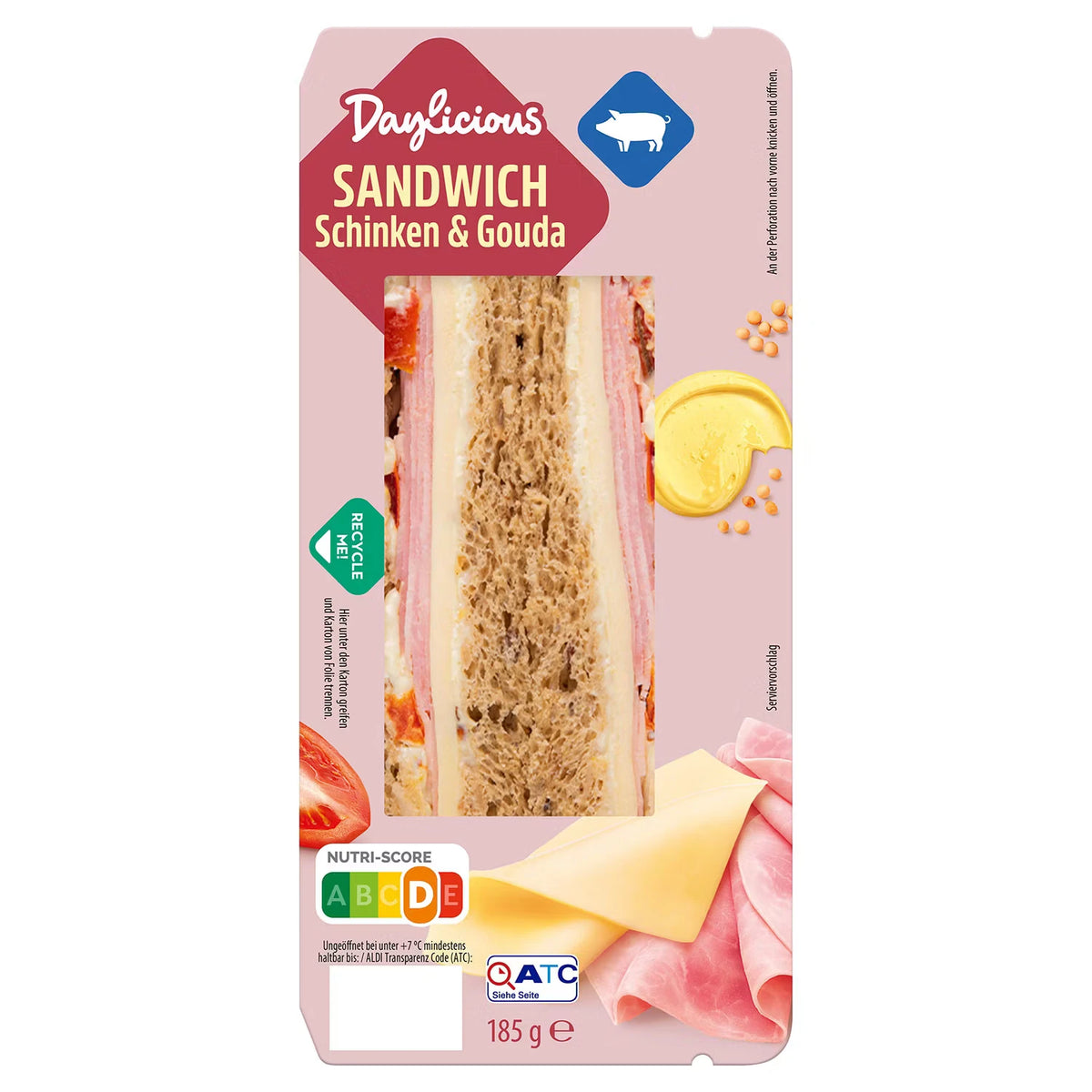 Sandwiches 185 g, Schinken-Käse