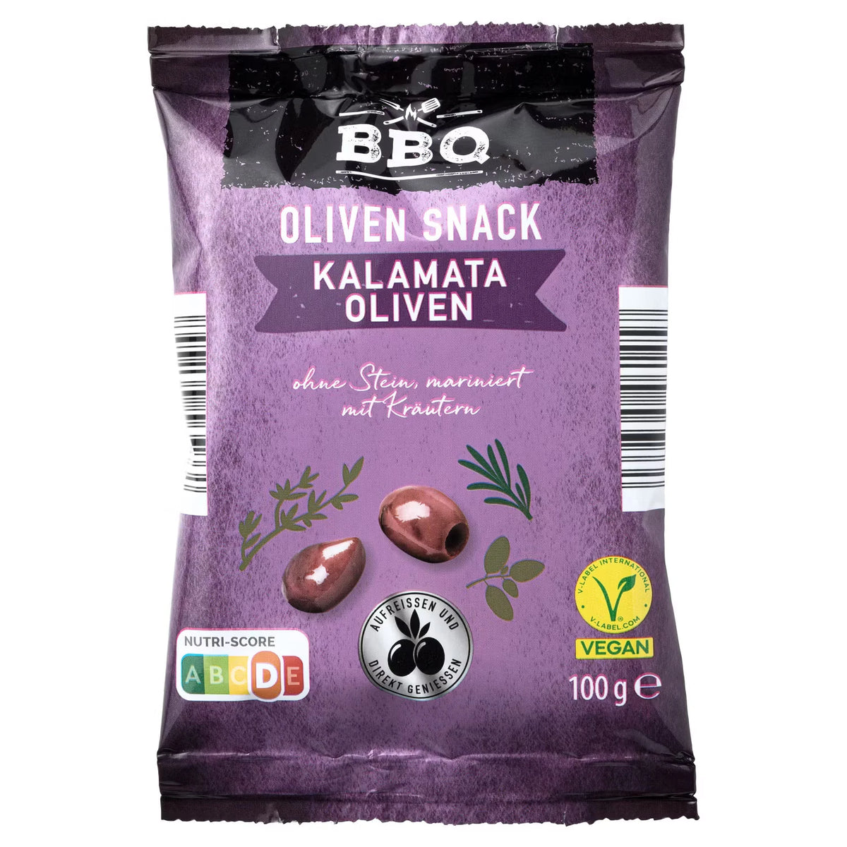 Olivensnack 100 g, Kalamata Oliven leicht mariniert
