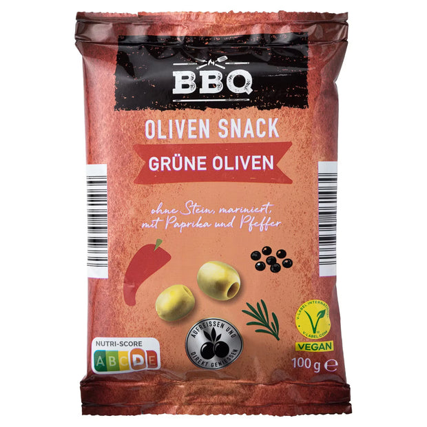 Olivensnack 100 g, Grüne Oliven Paprika & Pfeffer