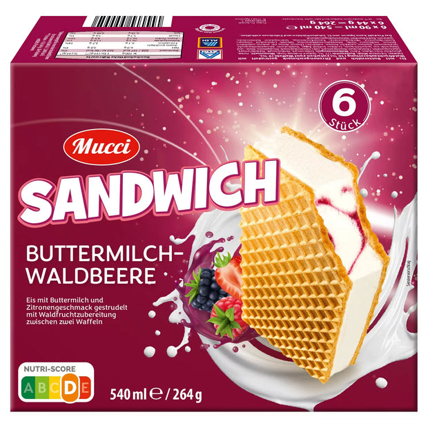 Buttermilch Eis Sandwich 540 ml, Waldbeere