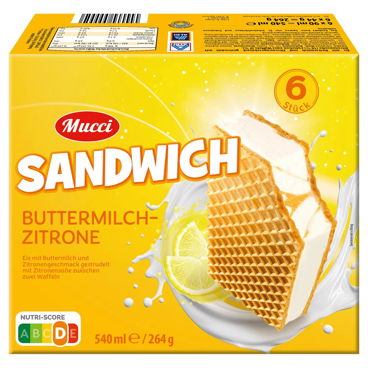 Buttermilch Eis Sandwich 540 ml, Zitrone