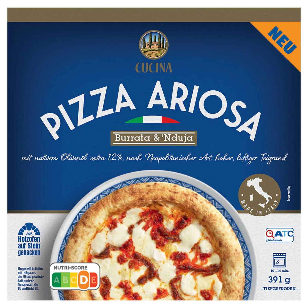 Pizza Ariosa 391 g, Nduja