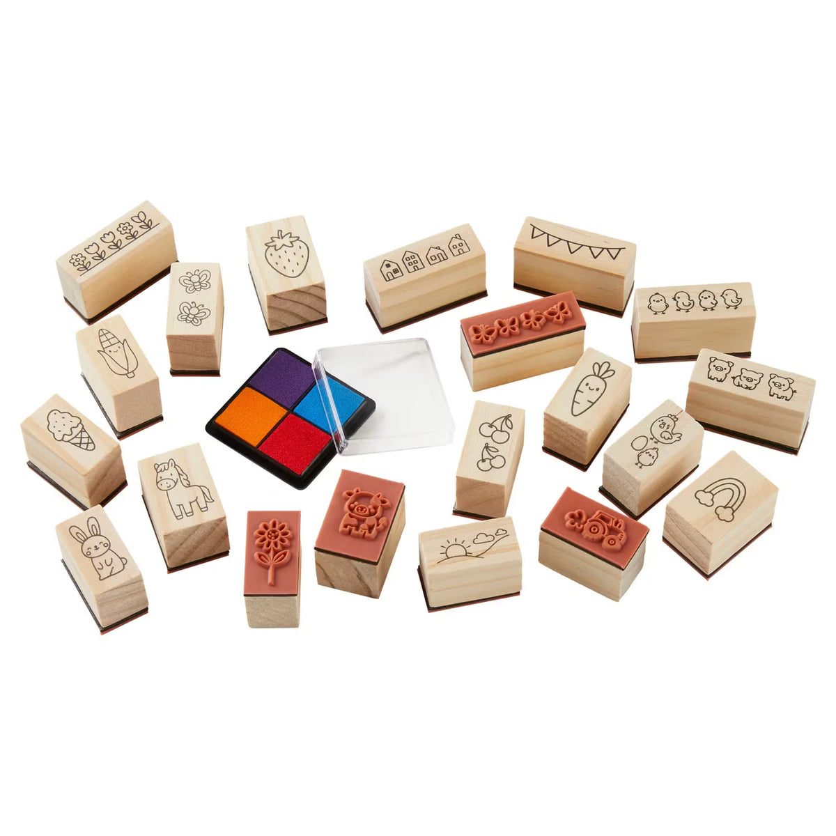 Stempel-Set, Holz Tiere