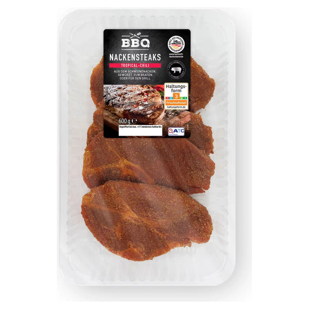 Schweine-Nackensteaks gewürzt 600 g, Tropical-Chili