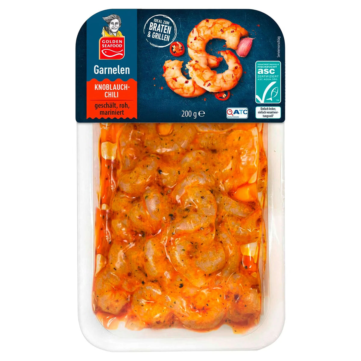 Garnelen 200 g, Knoblauch-Chili