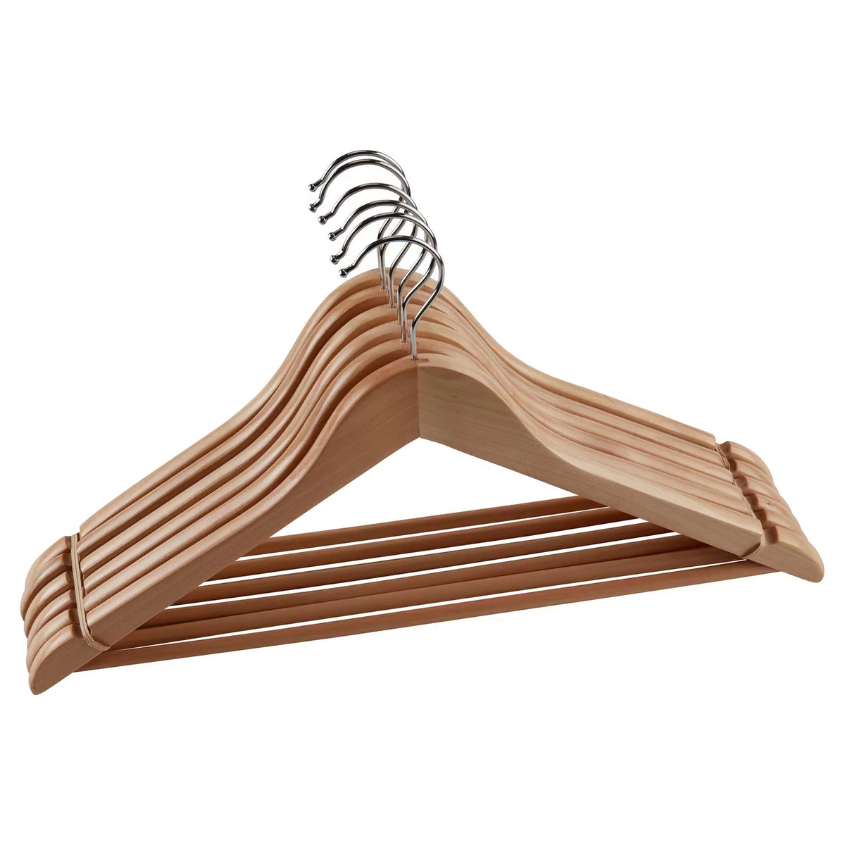 Holz-Kleiderbügel, 6er-Packung Natural