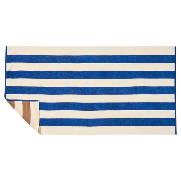 Strandlaken Velour, Streifen Navy, 90x170cm