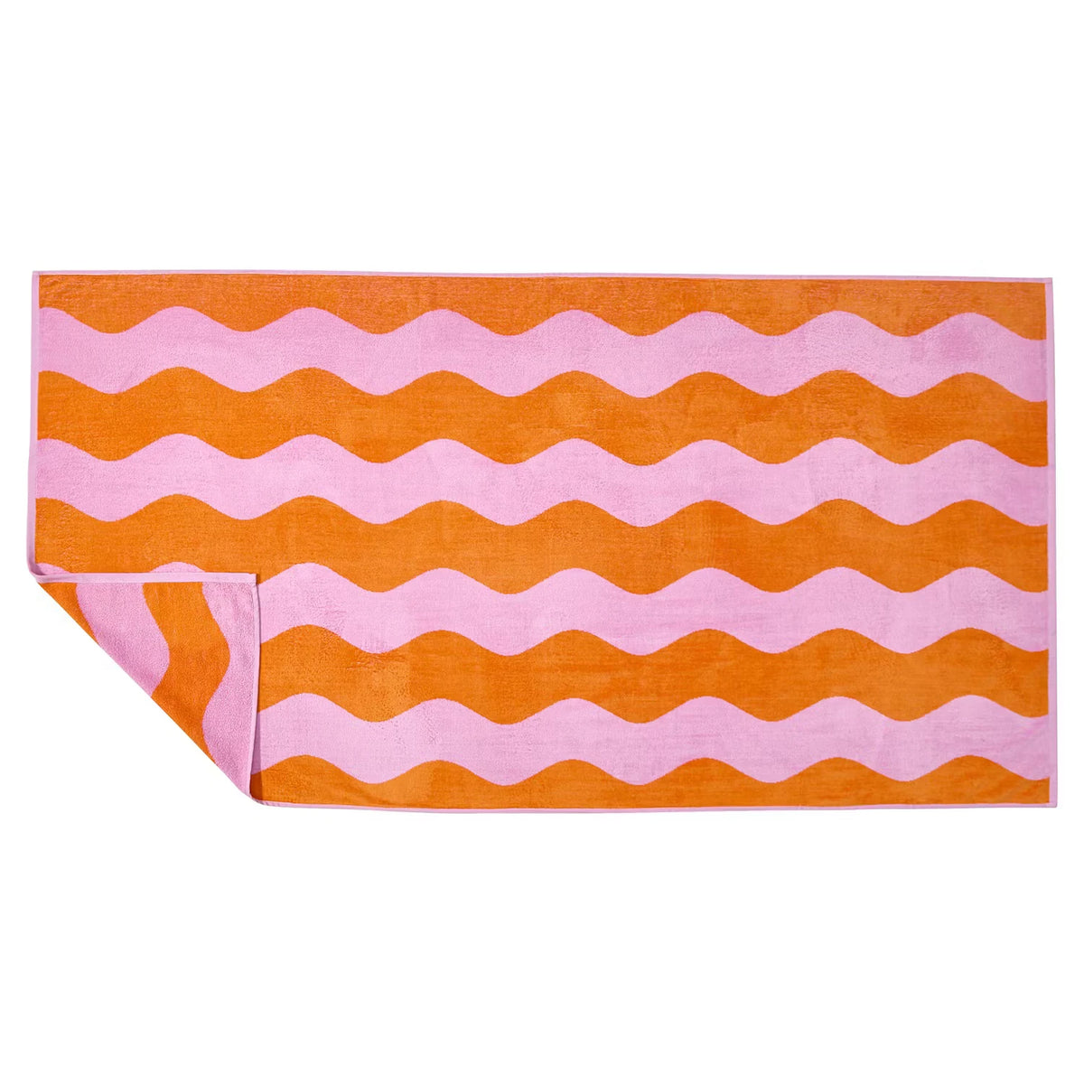Strandlaken Velour, Streifen Orange, 90x170cm