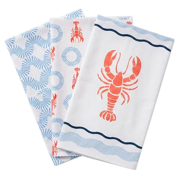 Bedruckte Geschirrtücher 3er-Pack, Lobster