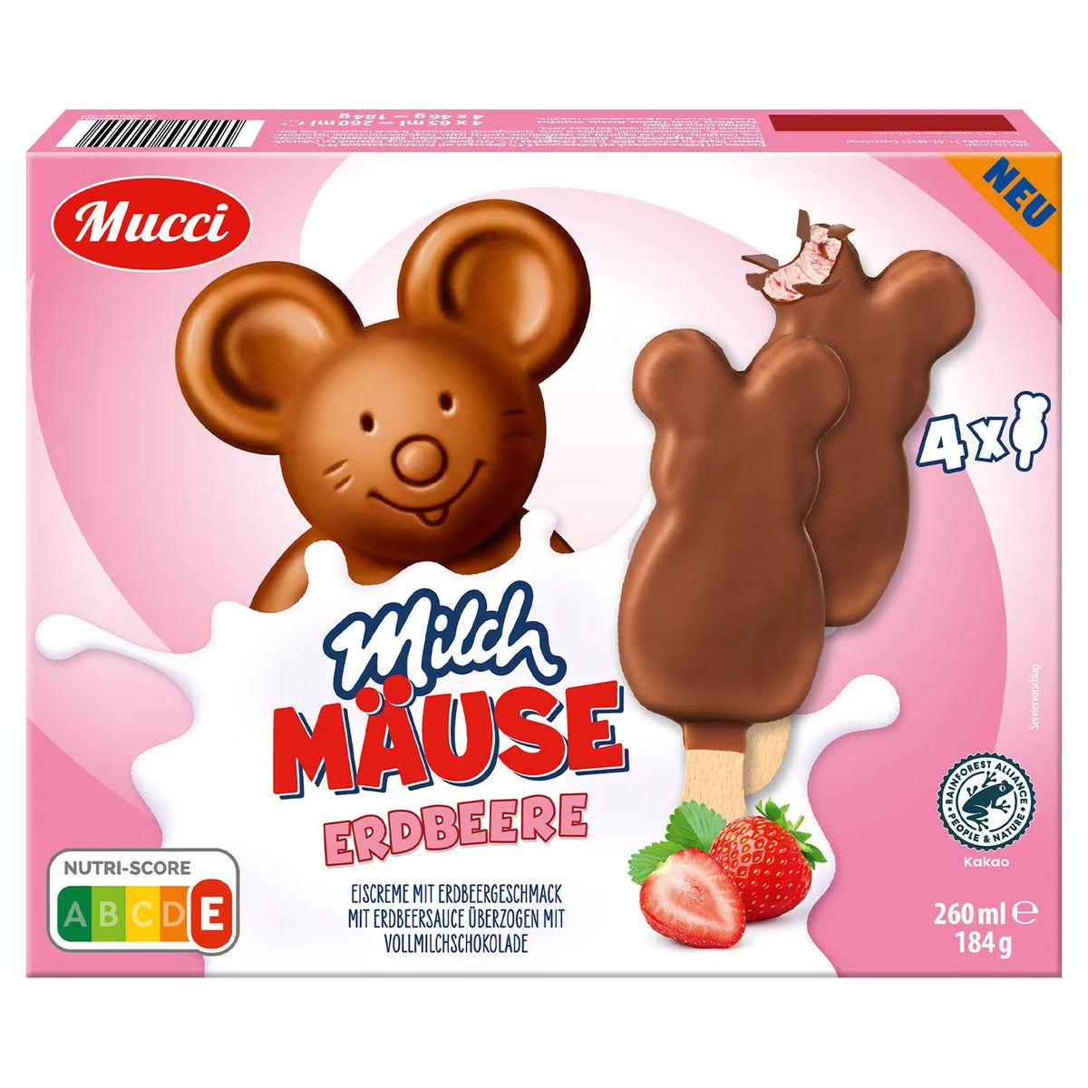 Milchmaus Stieleis 260 ml, Erdbeere