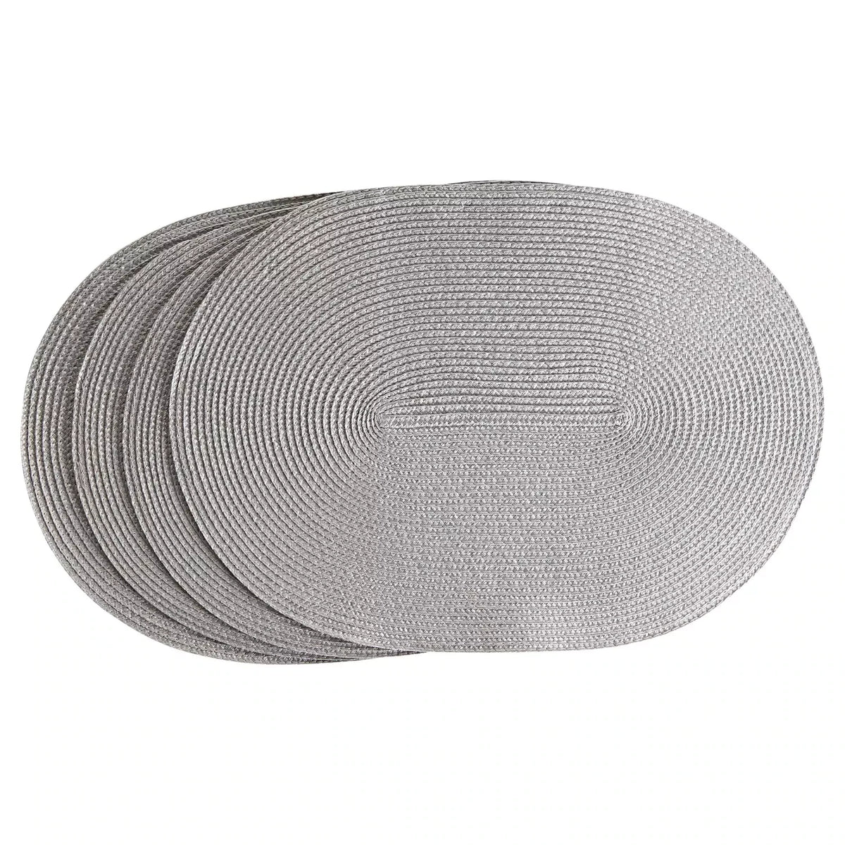 Geflochtene Platzsets 4er-Set, oval, Hellgrau