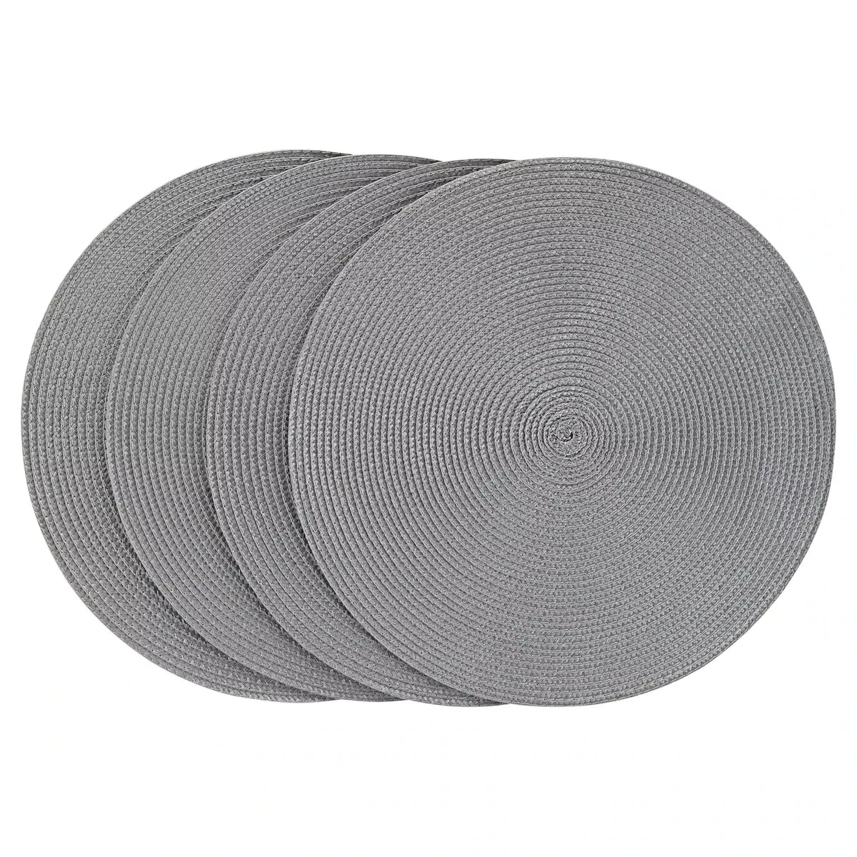 Geflochtene Platzsets 4er-Set, rund, Hellgrau