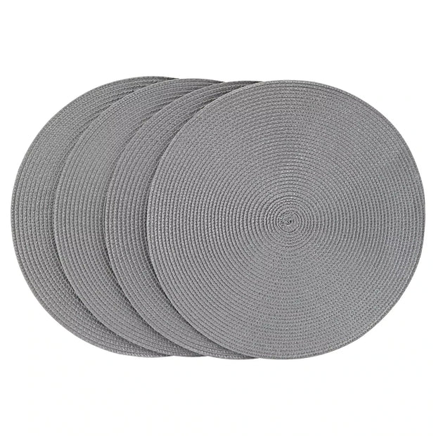 Geflochtene Platzsets 4er-Set, rund, Hellgrau
