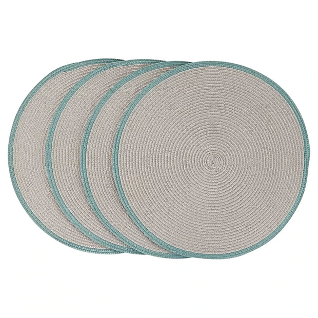 Geflochtene Platzsets 4er-Set, rund, Beige/Grün