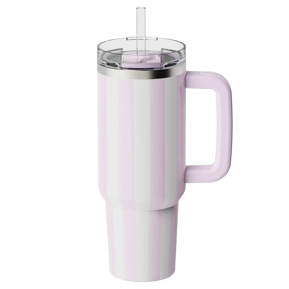 Isolierbecher 1.150 ml, Rosa/Weiß Streifen