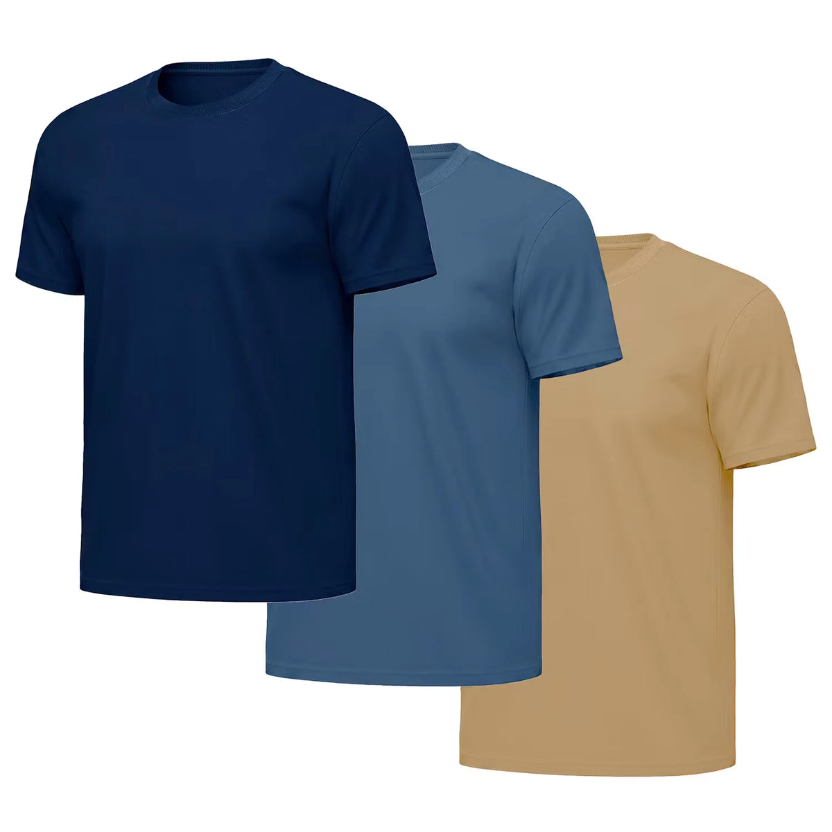 Herren T-Shirt, Marineblau / Blau / Beige, L