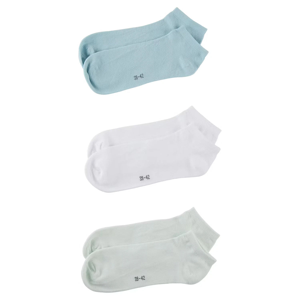 Damen oder Herren Sneaker Socken, Grün/Weiß/Blau, 39/42